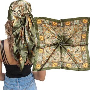 Satin Silk Green Scarf